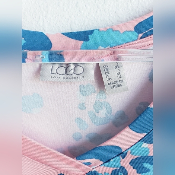 LOGO by Lori Goldstein Rayon Cheetah Printed 3/4 Sleeve Top - Picture 7 of 8